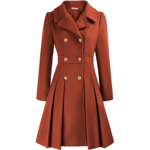 Women´s Trench Coat Notch Lapel Double Breasted Thick...